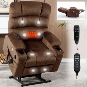 Brown Dual Motor Infinite Position Up to 350 LBS Chenille Power Lift Recliner Chair (Color: as Pic)