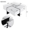 ON-TREND Unique Design Coffee Table with 4 Hidden Storage Compartments, Square Cocktail Table with Extendable Sliding Tabletop