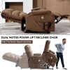 Brown Dual Motor Infinite Position Up to 350 LBS Chenille Power Lift Recliner Chair