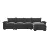 [VIDEO provided][New]118*55" Modern L-shaped Chenille Cloud Sofa with Double Seat Cushions,5-seat Upholstered Indoor Furniture