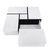 ON-TREND Unique Design Coffee Table with 4 Hidden Storage Compartments, Square Cocktail Table with Extendable Sliding Tabletop