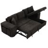 104.5" Modern L-Shape 3 Seat Reversible Sectional Couch, Pull Out Sleeper Sofa with Storage Chaise and 2 Stools for Living Room Furniture Set