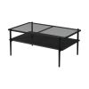 Coffee Table and End tables Set of 3, Tempered Glass Table with MDF layer, Modern Tables for Living Room , Gray Glass