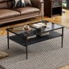 Coffee Table and End tables Set of 3, Tempered Glass Table with MDF layer, Modern Tables for Living Room , Gray Glass