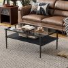 Coffee Table and End tables Set of 3, Tempered Glass Table with MDF layer, Modern Tables for Living Room , Gray Glass
