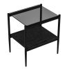 Coffee Table and End tables Set of 3, Tempered Glass Table with MDF layer, Modern Tables for Living Room , Gray Glass