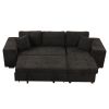 104.5" Modern L-Shape 3 Seat Reversible Sectional Couch, Pull Out Sleeper Sofa with Storage Chaise and 2 Stools for Living Room Furniture Set