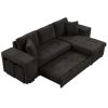 104.5" Modern L-Shape 3 Seat Reversible Sectional Couch, Pull Out Sleeper Sofa with Storage Chaise and 2 Stools for Living Room Furniture Set