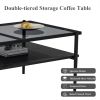 Coffee Table and End tables Set of 3, Tempered Glass Table with MDF layer, Modern Tables for Living Room , Gray Glass