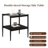 Coffee Table and End tables Set of 3, Tempered Glass Table with MDF layer, Modern Tables for Living Room , Gray Glass