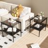 Coffee Table and End tables Set of 3, Tempered Glass Table with MDF layer, Modern Tables for Living Room , Gray Glass