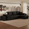 104.5" Modern L-Shape 3 Seat Reversible Sectional Couch, Pull Out Sleeper Sofa with Storage Chaise and 2 Stools for Living Room Furniture Set