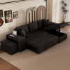104.5" Modern L-Shape 3 Seat Reversible Sectional Couch, Pull Out Sleeper Sofa with Storage Chaise and 2 Stools for Living Room Furniture Set