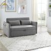 MH" Sleeper Sofa Bed w/USB Port, 3-in-1 adjustable sleeper with pull-out bed, 2 lumbar pillows and side pocket