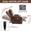 Brown Dual Motor Infinite Position Up to 350 LBS Chenille Power Lift Recliner Chair