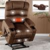 Brown Dual Motor Infinite Position Up to 350 LBS Chenille Power Lift Recliner Chair