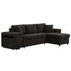 104.5" Modern L-Shape 3 Seat Reversible Sectional Couch, Pull Out Sleeper Sofa with Storage Chaise and 2 Stools for Living Room Furniture Set