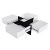 ON-TREND Unique Design Coffee Table with 4 Hidden Storage Compartments, Square Cocktail Table with Extendable Sliding Tabletop