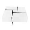 ON-TREND Unique Design Coffee Table with 4 Hidden Storage Compartments, Square Cocktail Table with Extendable Sliding Tabletop