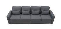 [VIDEO provided] [New] 104" 4-Seater Modern Linen Fabric Sofa with Armrest Pockets and 4 Pillows,Minimalist Style Couch for Living Room, Apartment