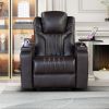 PU Leather Power Recliner Home Theater Recliner with Power Adjustable Headrest, Wireless Charging Device, USB Port, Storage Arms
