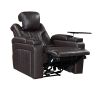 PU Leather Power Recliner Home Theater Recliner with Power Adjustable Headrest, Wireless Charging Device, USB Port, Storage Arms