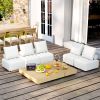 Outdoor Modular Sofa, with Aluminum Structure, Support Cushion and Back Cushion Cover-Removable, Fade-resistant, Waterproof Sofa Cover Included