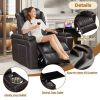 PU Leather Power Recliner Home Theater Recliner with Power Adjustable Headrest, Wireless Charging Device, USB Port, Storage Arms