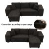 104.5" Modern L-Shape 3 Seat Reversible Sectional Couch, Pull Out Sleeper Sofa with Storage Chaise and 2 Stools for Living Room Furniture Set