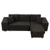 104.5" Modern L-Shape 3 Seat Reversible Sectional Couch, Pull Out Sleeper Sofa with Storage Chaise and 2 Stools for Living Room Furniture Set
