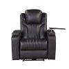 PU Leather Power Recliner Home Theater Recliner with Power Adjustable Headrest, Wireless Charging Device, USB Port, Storage Arms