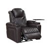PU Leather Power Recliner Home Theater Recliner with Power Adjustable Headrest, Wireless Charging Device, USB Port, Storage Arms