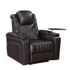 PU Leather Power Recliner Home Theater Recliner with Power Adjustable Headrest, Wireless Charging Device, USB Port, Storage Arms