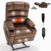 Brown Dual Motor Infinite Position Up to 350 LBS Chenille Power Lift Recliner Chair