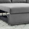 MH" Sleeper Sofa Bed w/USB Port, 3-in-1 adjustable sleeper with pull-out bed, 2 lumbar pillows and side pocket