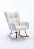 Rocking Chair, Soft Teddy Velvet Fabric Rocking Chair for Nursery
