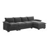 [VIDEO provided][New]118*55" Modern L-shaped Chenille Cloud Sofa with Double Seat Cushions,5-seat Upholstered Indoor Furniture