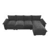 [VIDEO provided][New]118*55" Modern L-shaped Chenille Cloud Sofa with Double Seat Cushions,5-seat Upholstered Indoor Furniture