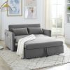 MH" Sleeper Sofa Bed w/USB Port, 3-in-1 adjustable sleeper with pull-out bed, 2 lumbar pillows and side pocket