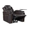 PU Leather Power Recliner Home Theater Recliner with Power Adjustable Headrest, Wireless Charging Device, USB Port, Storage Arms