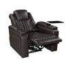 PU Leather Power Recliner Home Theater Recliner with Power Adjustable Headrest, Wireless Charging Device, USB Port, Storage Arms